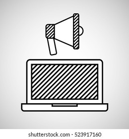 hand drawing megaphone diagonal lines vector illustration eps 10