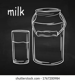 Hand drawing. Milk. Doodle style. Natural product. For your design.