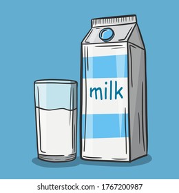 Hand drawing. Milk. Doodle style. Natural product. For your design.