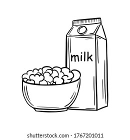 Dibujo manual. Leche. Estilo Doodle. Producto natural. Por tu diseño.