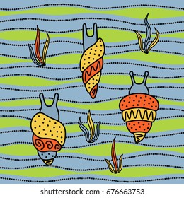 Hand drawing - mollusk. Bright stylized vector illustration.