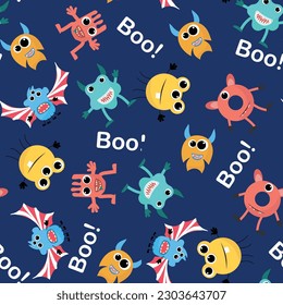 Hand drawing monsters seamless pattern print design. Vector illustration design for fashion fabrics, textile graphics, prints.