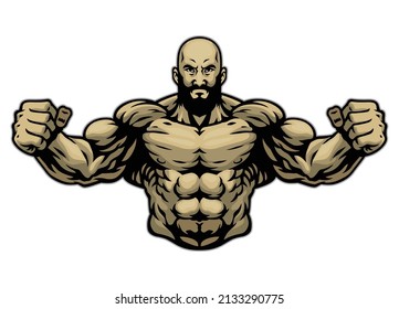 Hand Drawing of Muscle Bodybuilder