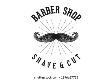 hand drawing mustache, barber shop logo Designs Inspiration Isolated on White Background