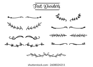 Hand - drawing nature text divider for text layout separator decoration element collection.Vector illustration