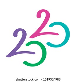 hand drawing number 2020. vector colorful 2020