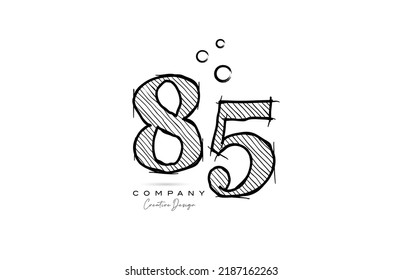 diseño de icono del logotipo de dibujo manual número 85 para plantilla de empresa o negocio. Logotipo creativo en el estilo de lápiz