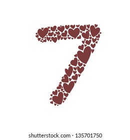 hand drawing number with heart shape character