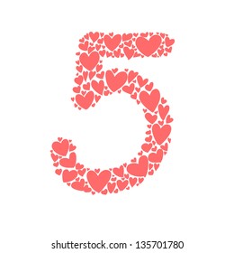 hand drawing number with heart shape character