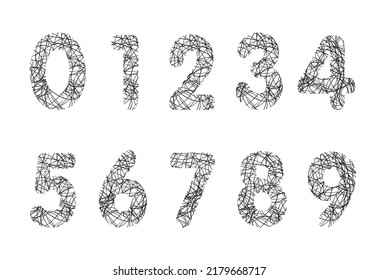 Hand drawing number  on white background, Vector  illustration.