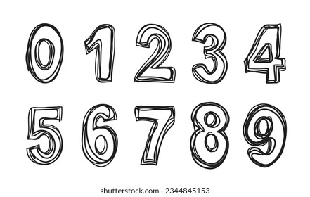 Hand drawing number on white background, Vector illustration