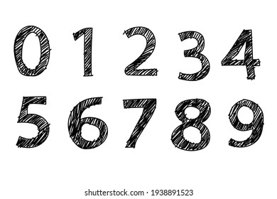 Hand drawing number vectors , on white background.