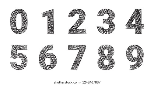 Hand Drawing Numbers Mathematics Numbers Vector Stock Vector (Royalty ...