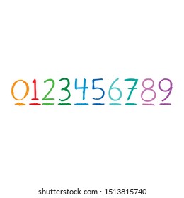 hand drawing numbers. vector numbers. scribble numbers on white background