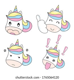 Dibujo manual si unicornios lindos y divertidos