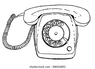 hand drawing of an old phone