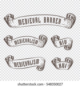 Hand drawing old ribbons set banners. Sketch style vector illustration.
Ribbon in retro style 