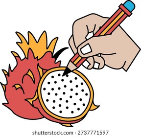 A hand is drawing