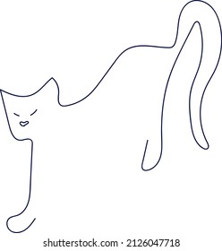 Hand drawing  one line contour cat, vector design eps 10