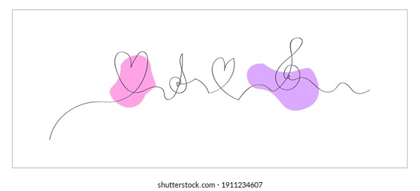 hand drawing one line stroke tone and love music