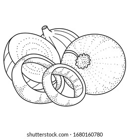 cebolla dibujante a mano; ilustración vectorial en blanco y negro; verduras para pegatinas, carteles, diseño web. 