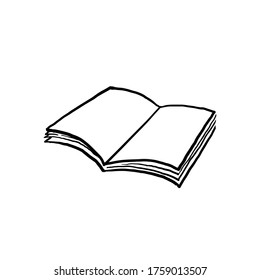 hand drawing open book Vector illustration education supplies back to school theme.doodle