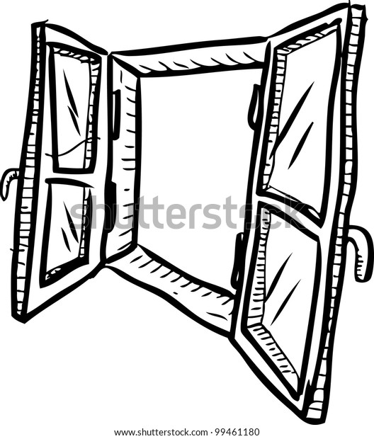 Hand Drawing Open Window Stock Vector (Royalty Free) 99461180