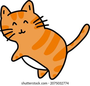 Hand drawing as orange cat shape in cartoon design on white background