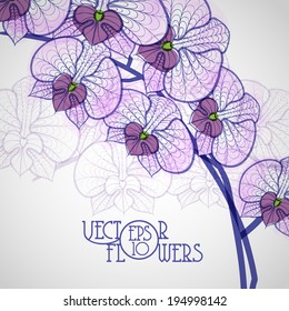 Hand Drawing Orchid Flower. Vector Illustration. Eps 10