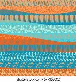 Hand drawing ornament on a colored background retro style