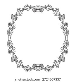 Dibujo a mano marco barroco adornado. Elemento de diseño de damasco circular grabado, adorno vintage. Ilustración vectorial monocromática aislada. Para el diseño, impresión, tela, invitación y boda