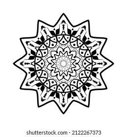 Handzeichnung Ornat Element im östlichen Stil. Schwarz-Weiß. Blume Mandala. Vektorgrafik. Das Beste für Ihr Design, Textilien, Plakate, Tattoos, Corporate Identity
