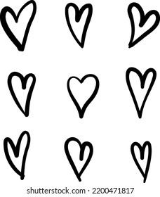 hand drawing outline heart love icon digital