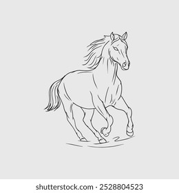 Hand Drawing Outline Horse Clean Background