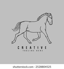 Hand Drawing Outline Horse Clean Background