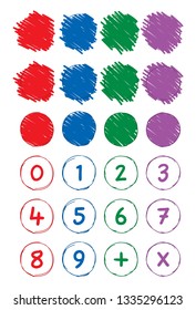 hand drawing painted circles and numbers