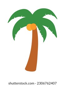 Handzeichner Palm Coconut Tree Clip Art Vektorgrafik animiertes Symbol für den Sommerstrand einzeln auf weißem Hintergrund