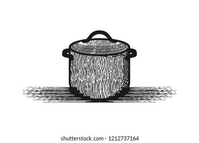 hand drawing pan, kitchen restaurant logo Designs Inspiration Isolated on White Background