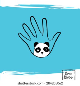 Hand drawing panda and