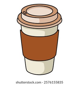 Hand Drawing of Paper Cup of Coffee with Cozy and Inviting Details