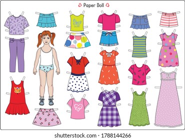 Hand drawing paper doll on white background