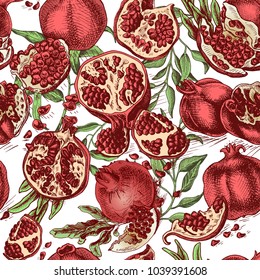 Hand drawing pattern pomegranate colorful.