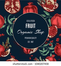 Hand drawing pattern pomegranate colorful.