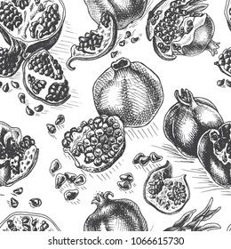 Hand drawing pattern pomegranate sketch.