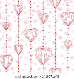 Hand drawing pattern with threads and heart bead