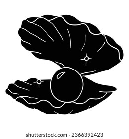 Vector de concha de la concha de la perla dibujada a mano. Es adecuado para icono, signo o símbolo de joyería.