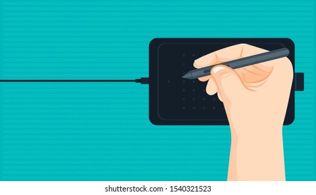 hand drawing a pen on pad for design art graphic. beatuiful color background. vector illustration eps10