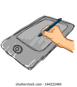 hand drawing with pen tablet