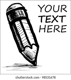 Hand drawing pencil and sample text. Sketch vector icon