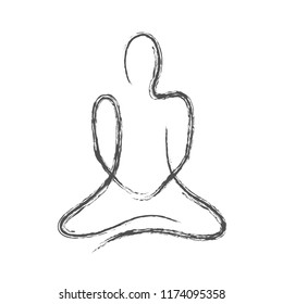 hand drawing person in meditation pose on white background vector illustration EPS10